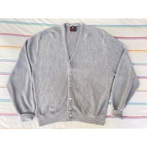 Vintage Arnold Palmer Mens Grey L 100% Orlon Acrylic V Neck Made In USA Cardigan